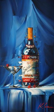 Art texture œuvres - Vin en bleu Kal Gajoum texturé